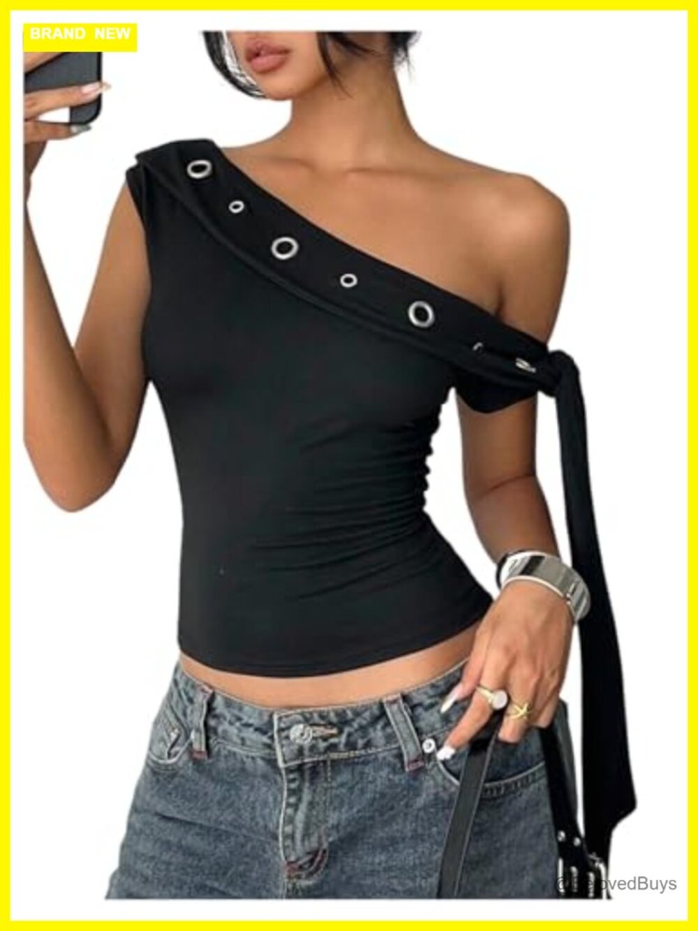SweatyRocks Womens One Shoulder Tie Knot Crop Tank Top Y2K Clubwear